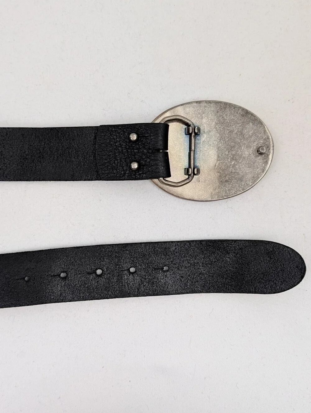 Ed Hardy Leather Belt True Love Enamel & Rhinestone Buckle Y2K Retro Rockabilly